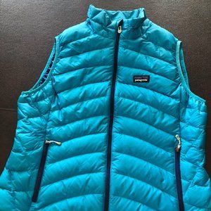 Patagonia Blue Goose Down Zip Up Puffer Vest Women’s Size Large